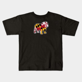 Bulldog Silhouette with Maryland State Flag Kids T-Shirt